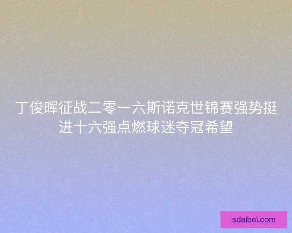 丁俊晖征战二零一六斯诺克世锦赛强势挺进十六强点燃球迷夺冠希望