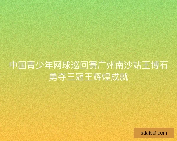 中国青少年网球巡回赛广州南沙站王博石勇夺三冠王辉煌成就