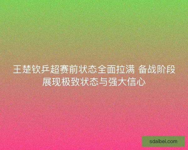 王楚钦乒超赛前状态全面拉满 备战阶段展现极致状态与强大信心