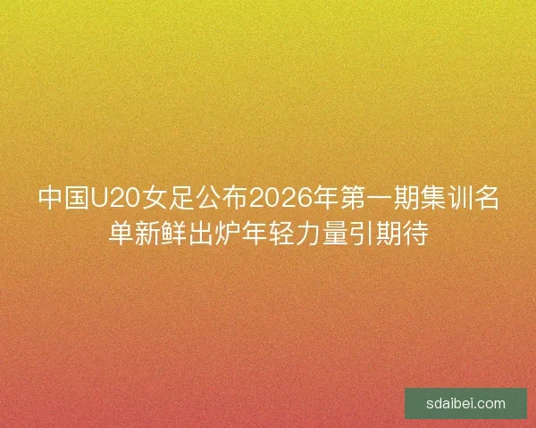 中国U20女足公布2026年第一期集训名单新鲜出炉年轻力量引期待